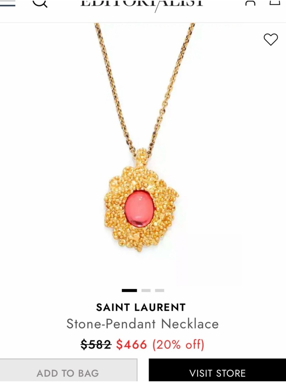 YSL Necklace Pink Gold Plated Necklace